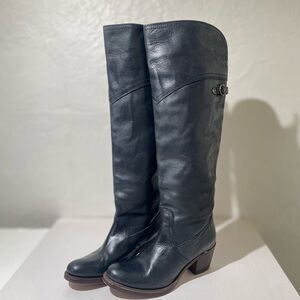 Frye Black Leather Knee-High Boots